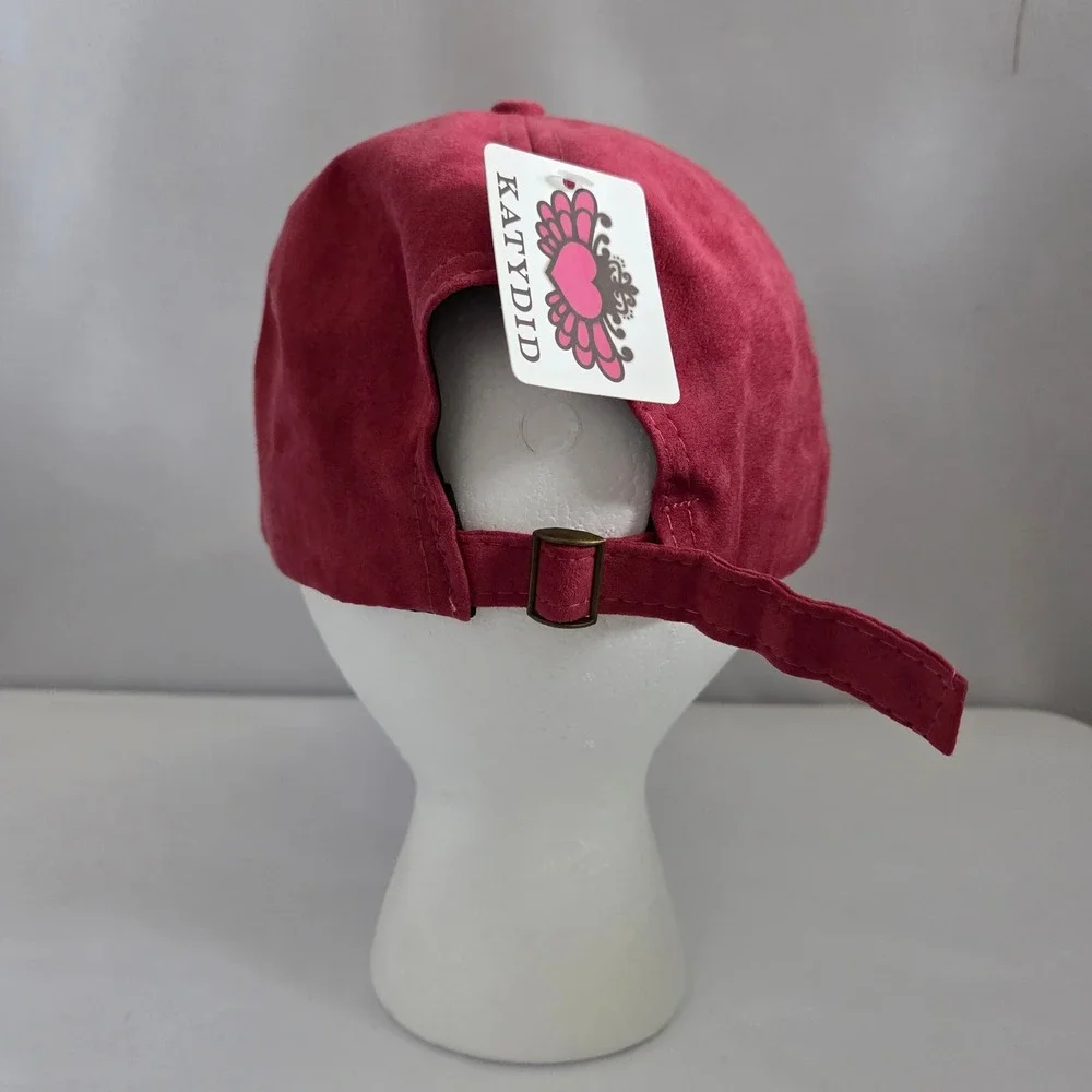 Katydid Red Faux Suede Baby Its‎ Cold Outside Embroidered Baseball Cap Hat NWT